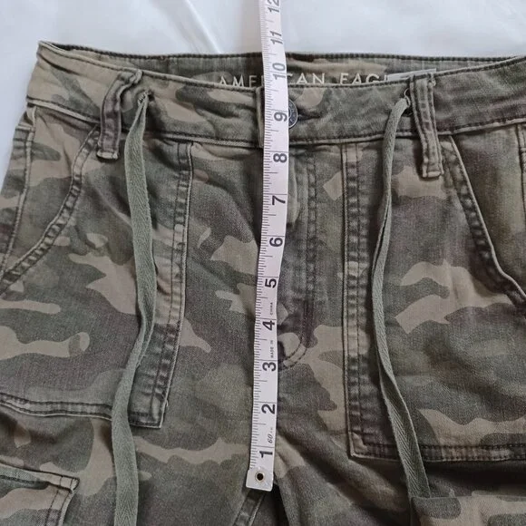 AEO American Eagle Jeggings Jeans Cargo Super Highrise Hi-Rise Crop Camo Size 4 - Picture 11 of 12
